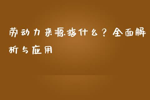 劳动力来源指什么？全面解析与应用_https://cj004.lansai.wang_金融监管_第1张