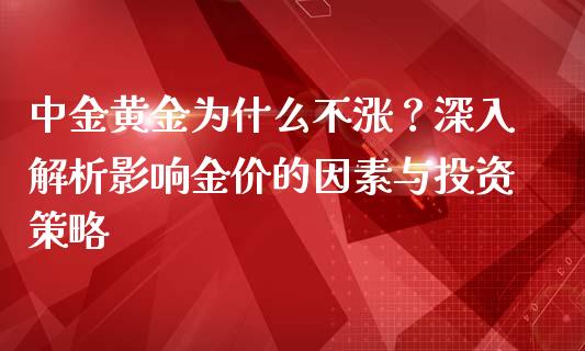 中金黄金为什么不涨?深入解析影响金价的因素与投资策略_财经新闻_第1张_期货开户_金融监管_外汇交易_债券资讯_全球市场_财经新闻 中金黄金为什么不涨?深入解析影响金价的因素与投资策略_https://cj004.lansai.wang_财经新闻_第1张