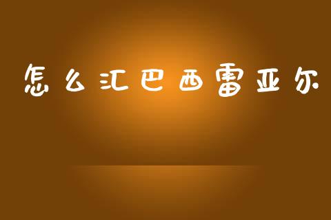 怎么汇巴西雷亚尔_https://cj004.lansai.wang_外汇交易_第1张