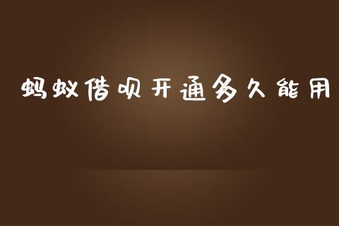 蚂蚁借呗开通多久能用_https://cj004.lansai.wang_全球市场_第1张