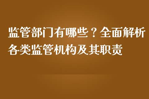 监管部门有哪些？全面解析各类监管机构及其职责_https://cj004.lansai.wang_金融监管_第1张