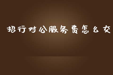 招行对公服务费怎么交_https://cj004.lansai.wang_外汇交易_第1张
