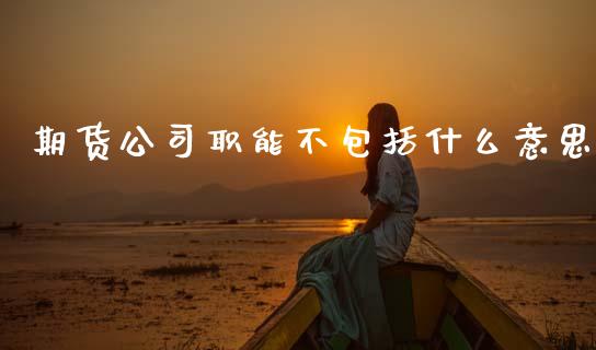 期货公司职能不包括什么意思_https://cj004.lansai.wang_金融监管_第1张