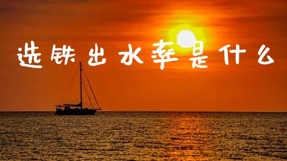 选铁出水率是什么_https://cj004.lansai.wang_全球市场_第1张