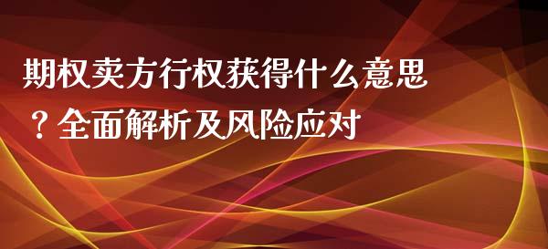 期权卖方行权获得什么意思？全面解析及风险应对_https://cj004.lansai.wang_财经新闻_第1张