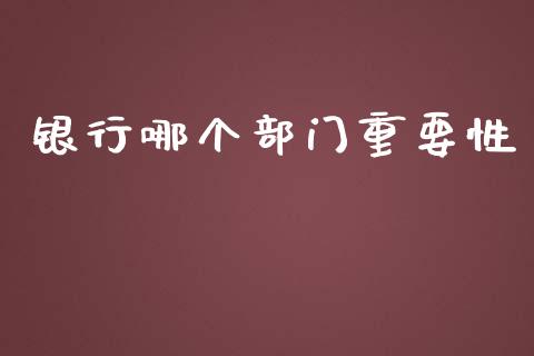 银行哪个部门重要性_https://cj004.lansai.wang_期货开户_第1张