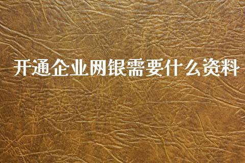 开通企业网银需要什么资料_https://cj004.lansai.wang_全球市场_第1张
