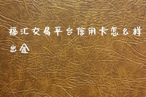 福汇交易平台信用卡怎么样出金_https://cj004.lansai.wang_财经新闻_第1张