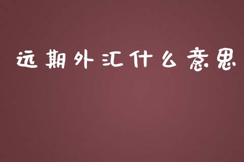 远期外汇什么意思_https://cj004.lansai.wang_财经新闻_第1张