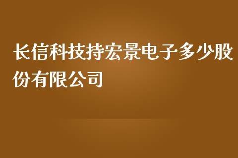 长信科技持宏景电子多少股份有限公司_https://cj004.lansai.wang_外汇交易_第1张