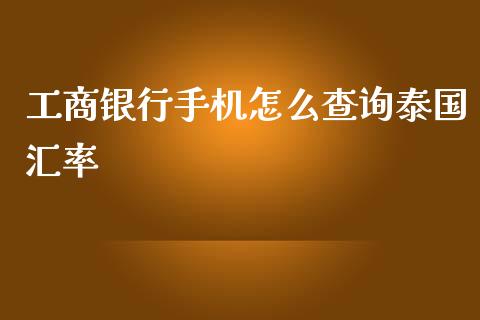工商银行手机怎么查询泰国汇率_https://cj004.lansai.wang_财经新闻_第1张
