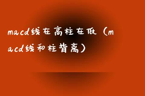 macd线在高柱在低（macd线和柱背离）_https://cj004.lansai.wang_外汇交易_第1张