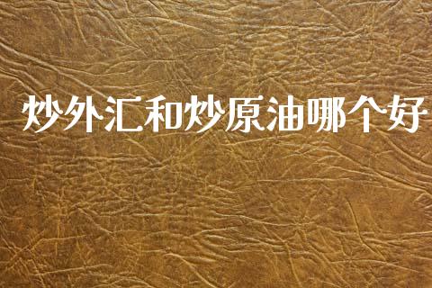 炒外汇和炒原油哪个好_https://cj004.lansai.wang_外汇交易_第1张