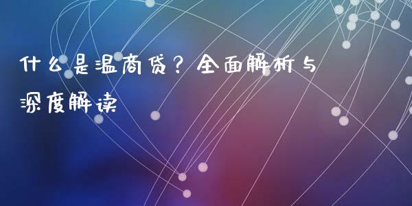 什么是温商贷？全面解析与深度解读_https://cj004.lansai.wang_全球市场_第1张