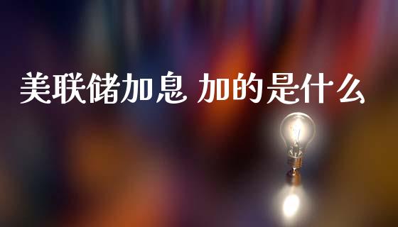 美联储加息 加的是什么_https://cj004.lansai.wang_财经新闻_第1张