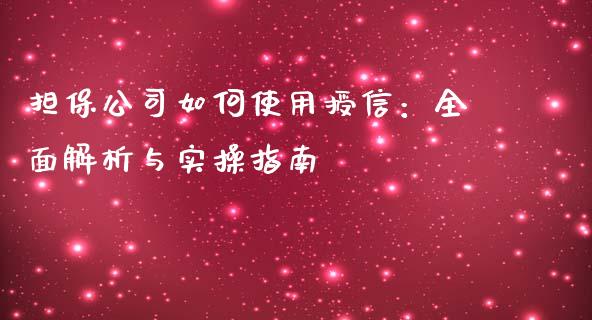 担保公司如何使用授信:全面解析与实操指南_期货开户_第1张_期货开户_金融监管_外汇交易_债券资讯_全球市场_财经新闻 担保公司如何使用授信:全面解析与实操指南_https://cj004.lansai.wang_期货开户_第1张
