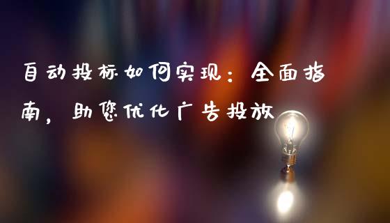 自动投标如何实现：全面指南，助您优化广告投放_https://cj004.lansai.wang_债券资讯_第1张
