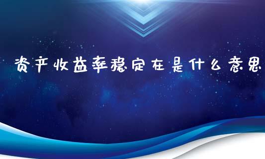 资产收益率稳定在是什么意思_https://cj004.lansai.wang_财经新闻_第1张