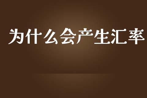 为什么会产生汇率_https://cj004.lansai.wang_金融监管_第1张