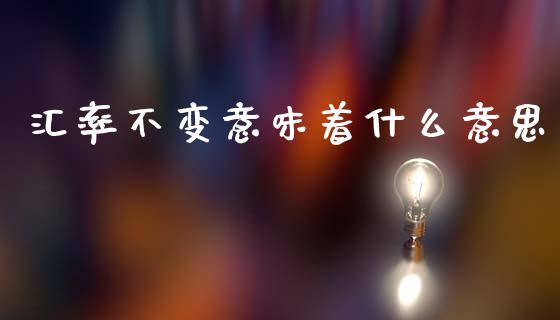 汇率不变意味着什么意思_https://cj004.lansai.wang_金融监管_第1张