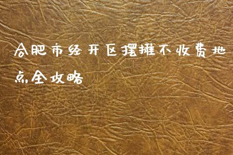 合肥市经开区摆摊不收费地点全攻略_https://cj004.lansai.wang_金融监管_第1张