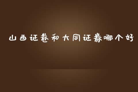 山西证卷和大同证券哪个好_https://cj004.lansai.wang_财经新闻_第1张