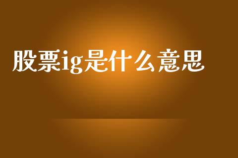 股票ig是什么意思_https://cj004.lansai.wang_债券资讯_第1张