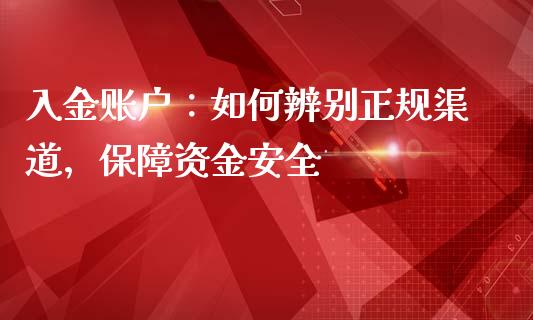 入金账户：如何辨别正规渠道，保障资金安全_https://cj004.lansai.wang_债券资讯_第1张