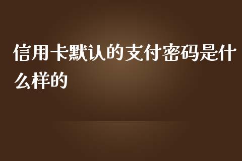 信用卡默认的支付密码是什么样的_https://cj004.lansai.wang_期货开户_第1张
