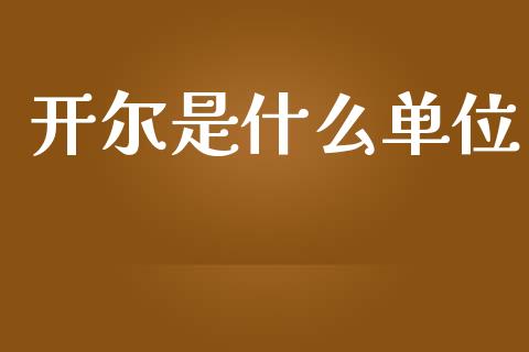 开尔是什么单位_https://cj004.lansai.wang_期货开户_第1张