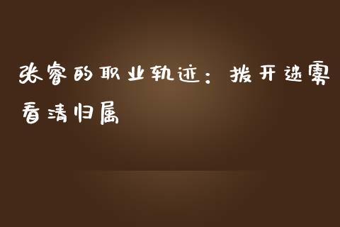 张睿的职业轨迹：拨开迷雾看清归属_https://cj004.lansai.wang_债券资讯_第1张
