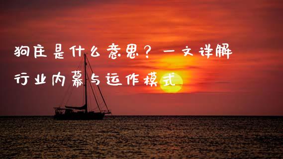 狗庄是什么意思？一文详解行业内幕与运作模式_https://cj004.lansai.wang_期货开户_第1张