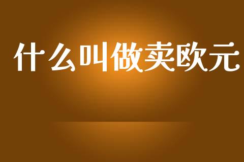 什么叫做卖欧元_https://cj004.lansai.wang_全球市场_第1张