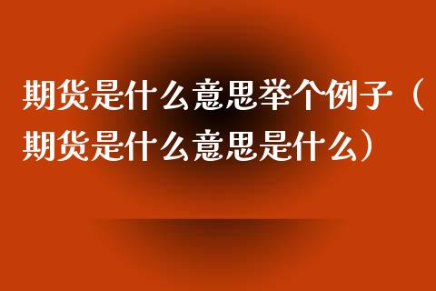 期货是什么意思举个例子（期货是什么意思是什么）_https://cj004.lansai.wang_金融监管_第1张