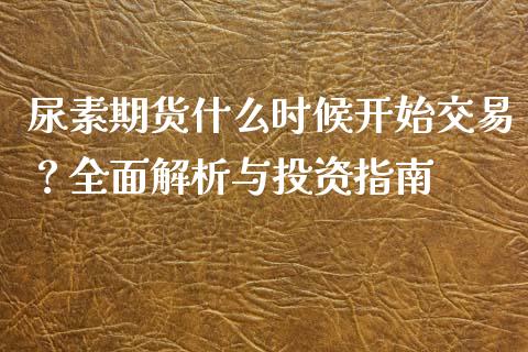尿素期货什么时候开始交易？全面解析与投资指南_https://cj004.lansai.wang_金融监管_第1张