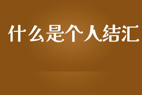 什么是个人结汇_https://cj004.lansai.wang_全球市场_第1张