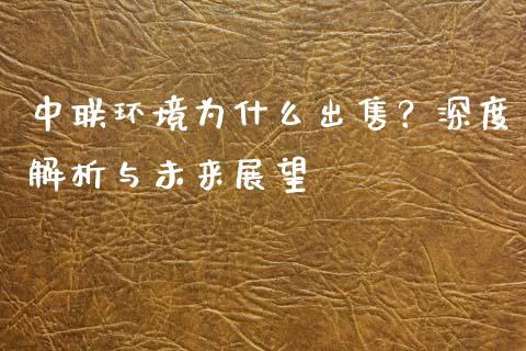 中联环境为什么出售？深度解析与未来展望_https://cj004.lansai.wang_外汇交易_第1张