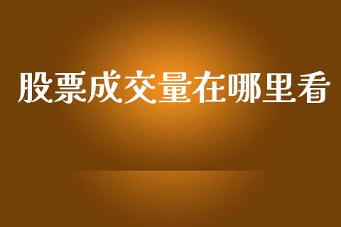 股票成交量在哪里看_https://cj004.lansai.wang_金融监管_第1张