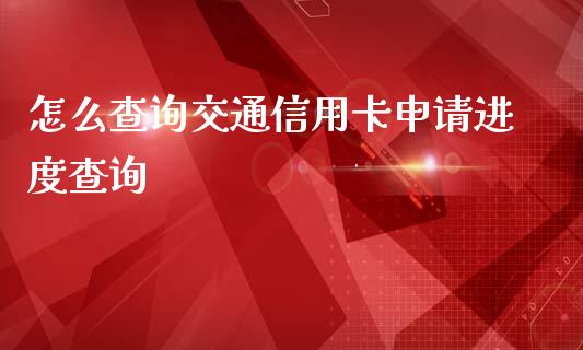怎么查询交通信用卡申请进度查询_https://cj004.lansai.wang_全球市场_第1张