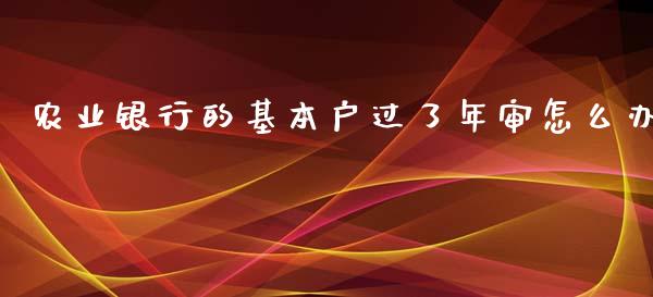 农业银行的基本户过了年审怎么办_https://cj004.lansai.wang_金融监管_第1张