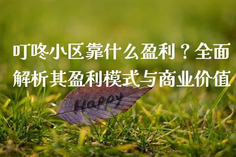 叮咚小区靠什么盈利？全面解析其盈利模式与商业价值_https://cj004.lansai.wang_金融监管_第1张