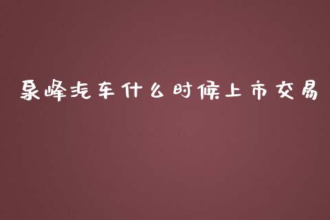 泉峰汽车什么时候上市交易_https://cj004.lansai.wang_债券资讯_第1张