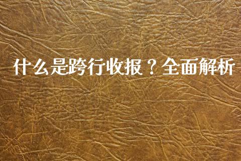 什么是跨行收报?全面解析_外汇交易_第1张_期货开户_金融监管_外汇交易_债券资讯_全球市场_财经新闻 什么是跨行收报?全面解析_https://cj004.lansai.wang_外汇交易_第1张