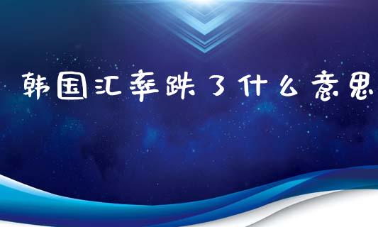 韩国汇率跌了什么意思_https://cj004.lansai.wang_外汇交易_第1张