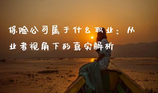 保险公司属于什么职业：从业者视角下的真实解析_https://cj004.lansai.wang_金融监管_第1张