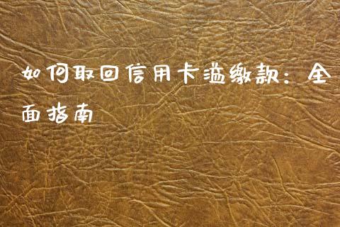 如何取回信用卡溢缴款：全面指南_https://cj004.lansai.wang_金融监管_第1张