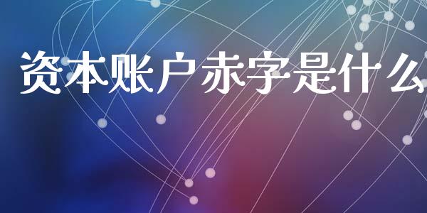 资本账户赤字是什么_https://cj004.lansai.wang_金融监管_第1张