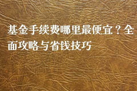 基金手续费哪里最便宜？全面攻略与省钱技巧_https://cj004.lansai.wang_全球市场_第1张