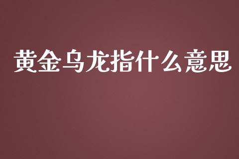黄金乌龙指什么意思_https://cj004.lansai.wang_期货开户_第1张
