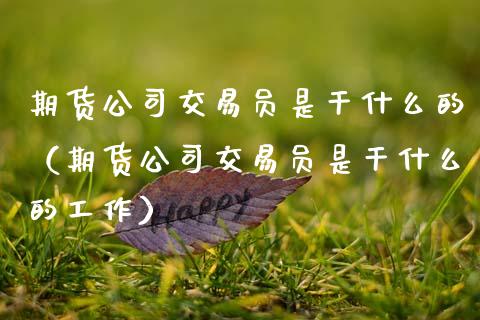期货公司交易员是干什么的（期货公司交易员是干什么的工作）_https://cj004.lansai.wang_全球市场_第1张